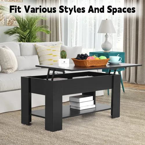 Miniatura 7 de Mesa de centro elevable con compartimento oculto y almacenamiento, mesas de centro elevables de madera moderna para sala de estar y sala