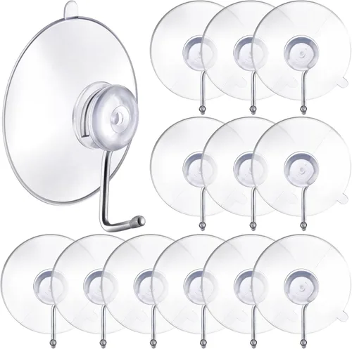 Unittype 12 ganchos de pared con ventosa de PVC, reutilizables, transparentes, con ganchos de metal, prácticos suministros para colgar sin clavos