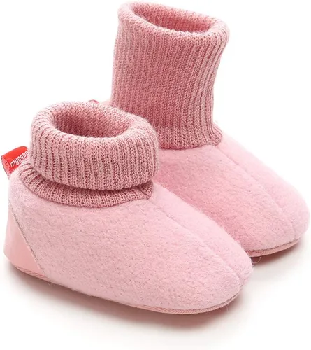 Miniatura 6 de myppgg Botines de forro polar para bebé y niña, para recién nacidos, acogedores, calcetines cálidos de invierno, antideslizantes, suela suave