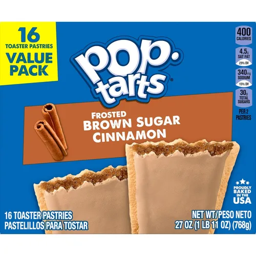 Miniatura 11 de Pop-Tarts - Tostadas, alimentos para el desayuno, bocadillos para niños, paquete de valor, azúcar moreno con glaseado y canela (64 Pop-Tarts)
