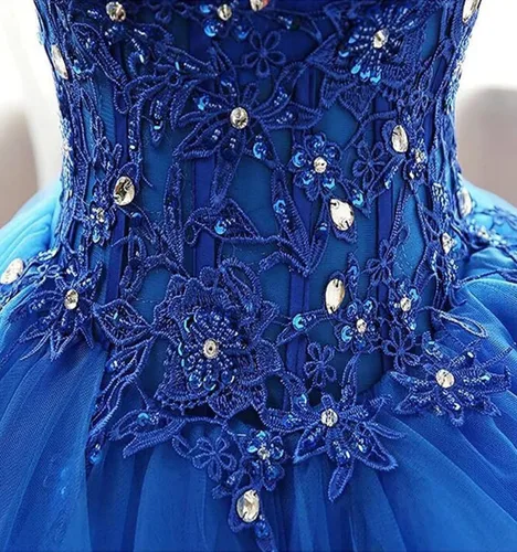 Miniatura 5 de Fair Lady Vestido de fiesta largo con volantes vestido de fiesta vestidos de quinceañera sin tirantes de encaje de tul con cuentas vestido de noche
