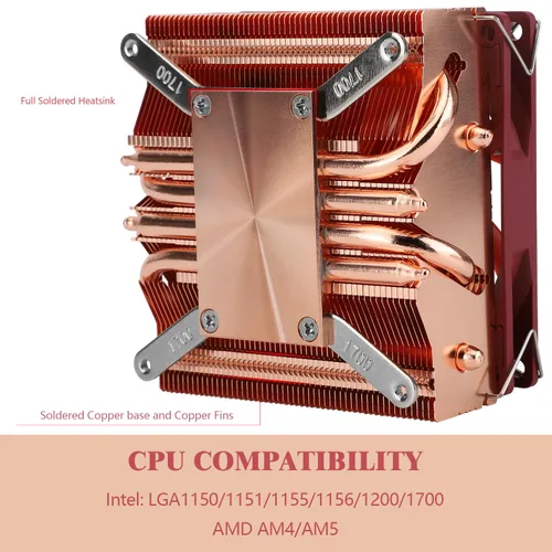 Miniatura 5 de Thermalright AXP90-X53 - Enfriador de aire para CPU de perfil bajo completo ITX, 53 mm de altura, ventilador TL-9015R PWM delgado, tecnología AGHP