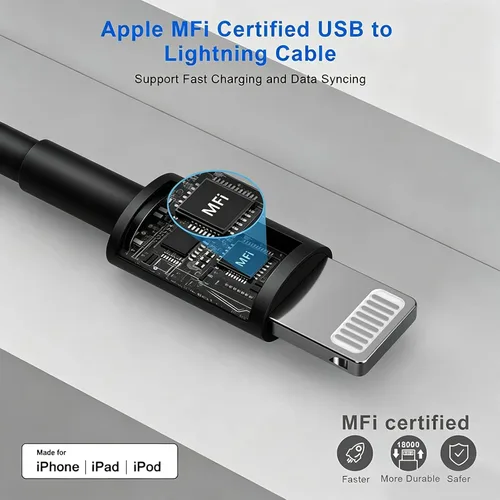 Miniatura 3 de iPhone Charger,[MFi Certified] 2Pack 6FT Lightning Cable Data Sync Charging Cords With 2Pack USB Wall Charger Travel Plug Adapter Compatible with