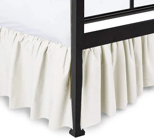 Miniatura 9 de Falda de cama con volantes en las esquinas divididas con plataforma de cobertura de tres caras, tamaño individual, borgoña, 12 pulgadas de caída