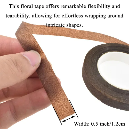 Miniatura 3 de HAHIYO Marrón 3 Rollos Cinta Floral de 0.5 Pulgadas de Ancho - 270 Pies/90 Yardas Total de Papel Impermeable Cinta para Envolver Tallos de Florista