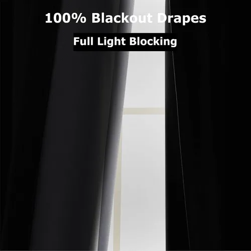 Miniatura 5 de Frelement Cortinas opacas completas de lino sintético con forro opaco para dormitorio, cortinas plisadas para barra transversal para puerta de sala