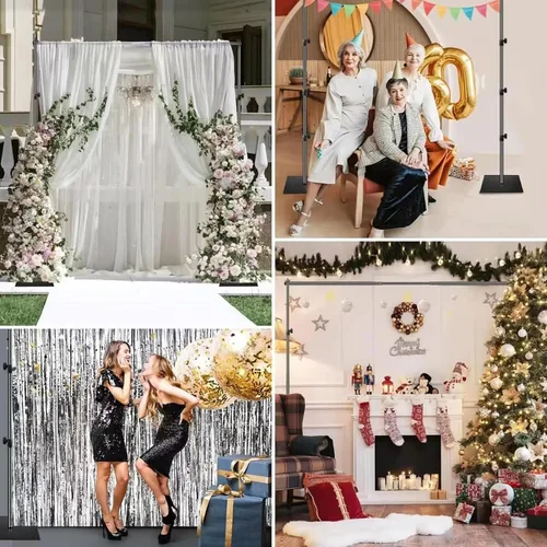 Miniatura 6 de Kit de soporte de fondo para fotos, 6.5 x 10 pies, soporte de fondo de fotografía ajustable con base plana de metal para fiestas de cumpleaños, baby
