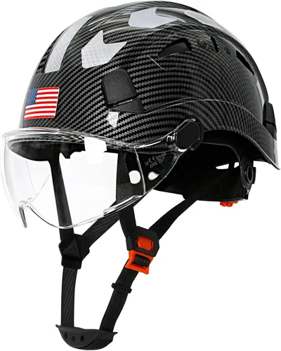 Miniatura 10 de Aolamegs Carbon Fiber Pattern Hard Hat with Visor, ANSI Z89.1 Vented Safety Helmet, OSHA Approved Construction Hardhat for Men, 6-Point Suspension