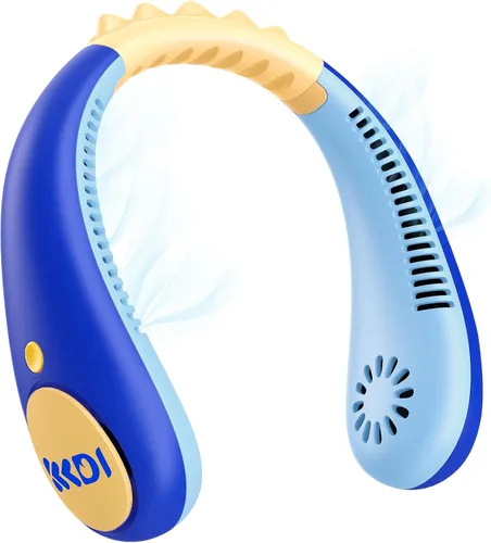 Ventilador de cuello portátil para niños, ventilador sin aspas para niños, ventilador de refrigeración recargable seguro para niños de 4 a 14 años,