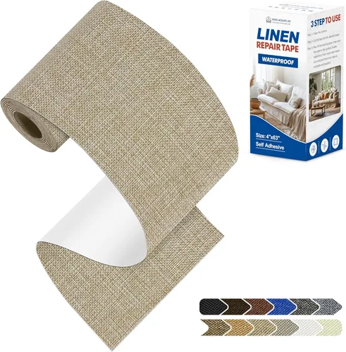 Miniatura 9 de KING MOUNTAIN Parches de reparación de lino fino, tela autoadhesiva, 8 x 11 pulgadas, 2 unidades, multicolor, para sofá de lino (beige)