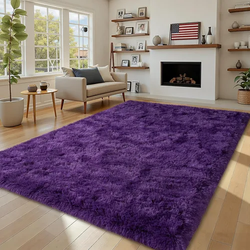 Miniatura 9 de Alfombra pequeña rosa para dormitorio, alfombras de área esponjosas peludas de 2x3 pies para habitación de niñas y niños, alfombra suave
