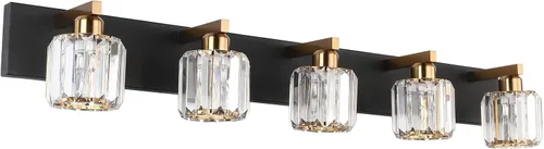 Miniatura 19 de Aipsun Accesorios de Luz Negros para Tocador de Baño Lámpara de Tocador Moderna de Cristal para Baño 4 Luces (Excluye Bombilla)