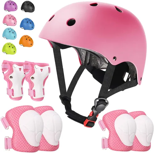 Miniatura 13 de Set de Casco de Bicicleta para Niños, Casco Ajustable para Niños de 3 a 15 Años, para Niños Pequeños, Niños y Niñas, para Varios Deportes, Negro