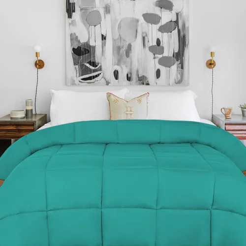 Miniatura 15 de Superior Edredón sólido de microfibra cepillada, ropa de cama alternativa de plumón, reversible, peso medio, esponjoso, decorativo, inserto