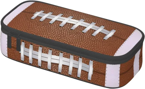 Miniatura 3 de Estuche de lápices con textura de pelota de fútbol americano, bolsa de almacenamiento de gran capacidad, bolsas de papelería con cremallera, soporte