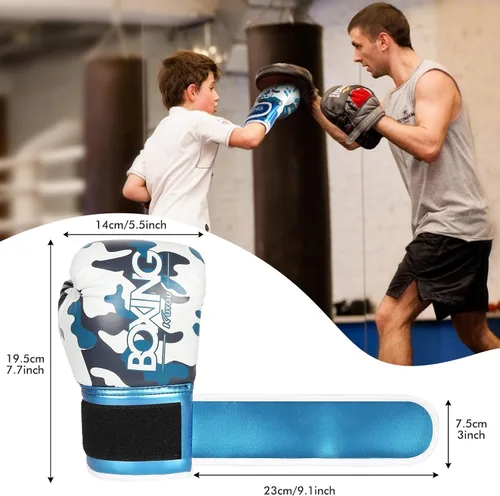 Miniatura 6 de Guantes de boxeo para niños, guantes de boxeo para niños de 3 a 9 años, para niños y niñas, de poliuretano con dibujos animados, guantes de boxeo