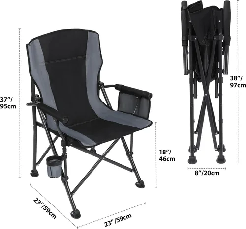 Miniatura 3 de REDCAMP Silla de campamento plegable de gran tamaño para adultos, resistente 250/300/330 libras, marco de acero resistente, sillas de campamento al