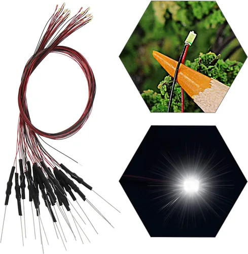 Miniatura 26 de L0603B 20pcs pre-cableado SMD LED 0603 Bule Diodo emisor de luz 12V Micro Litz Cable Cable Longitud 7.8 pulgadas (7.9 in) para DIY Manual