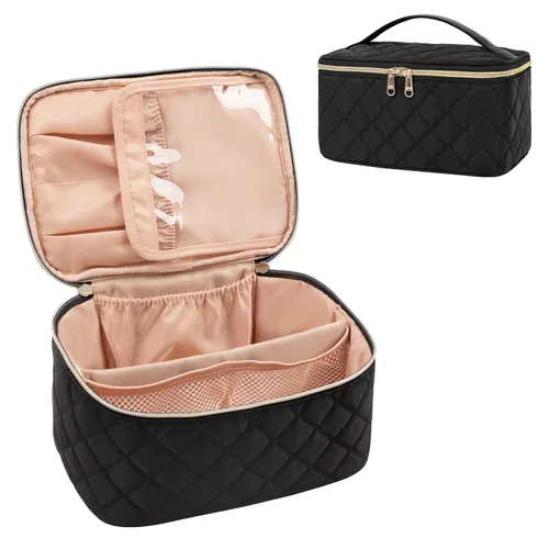 Miniatura 41 de OCHEAL Makeup Bag,Large Capacity Travel Makeup Bag,Waterproof Cosmetic Organizer Case with Brush Holder Portable Make Up Bag for Women,Toiletry Bag