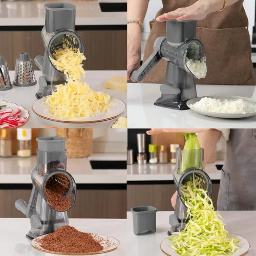 Miniatura 4 de KalraMay Rallador de Queso, Rallador de Queso Giratorio con Asa, Rallador de Queso Giratorio Multifuncional que Ralla sin Esfuerzo Queso, Verduras