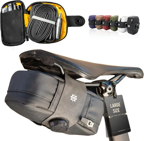 Lumiere & Co. Falcon - Bolsa magnética para sillín de bicicleta, 0.69 L, 6 x 3.5 x 2 pulgadas, elegante diseño minimalista de ladrillo, fijación de