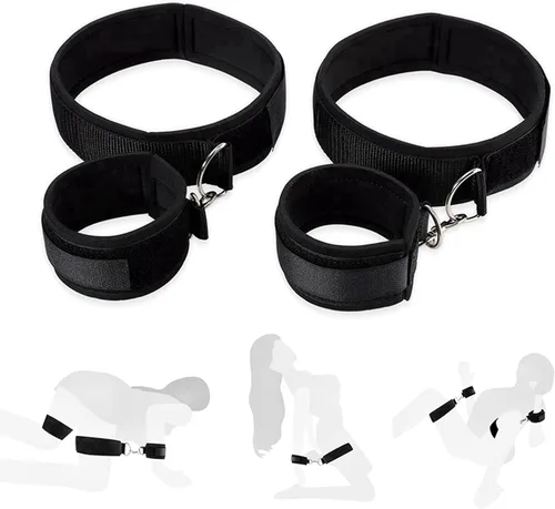 Vínculo sexual para parejas con sujeción al muslo, muñeca y tobillo, cuerda de amarre sexual y cuerda para dormitorio, juego sexual, cama y esposas,