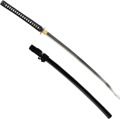 Miniatura 16 de HMS Samurai Katana Sword, Practical, Hand Forged, 1045 Carbon Steel, Heat Tempered/Clay Tempered, Full Tang, Sharp, Scabbard Blanco-dragón-951A