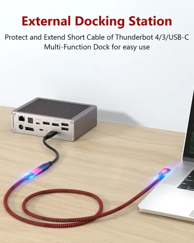 Miniatura 4 de RIITOP Cable de extensión USB4 de 40 Gbps [2.6 pies, en ángulo], USB tipo C 4.0 macho a hembra, cable en ángulo de 90 grados, compatible
