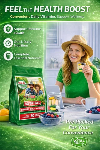 Miniatura 4 de VITAL 4U® Vitamin Essentials - Multivitamínico diario para hombres y mujeres, apoyo inmunológico, fórmula multimineral, 30 porciones