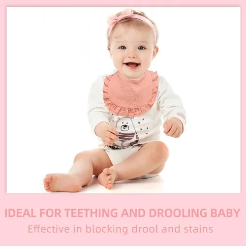 Miniatura 4 de Baberos de muselina para bebé, baberos tipo bandana para babeo para niñas, baberos de algodón 100% ajustables y suaves para dentición y babeo
