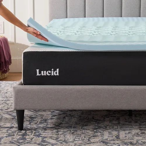 Miniatura 6 de LUCID Cubrecolchón de espuma viscoelástica de gel zonificado de 2 pulgadas, tamaño individual