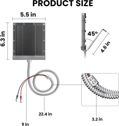Miniatura 6 de POWOXI Panel solar de 12 V para alimentador de ciervos: cargador de batería solar impermeable de 1.7 W con soporte de montaje alimentador de clip