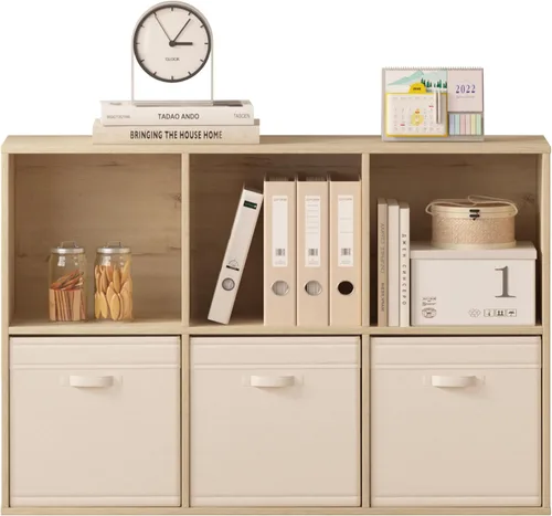Miniatura 26 de Organizador de almacenamiento de 12 cubos, estantes de madera con panel trasero cerrado, estantería reversible, organizador de armario de cubos