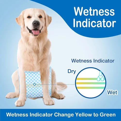 Miniatura 3 de Bandas desechables para el vientre para perros machos, pañales para cachorros machos con indicador de humedad, pañales suaves súper absorbentes