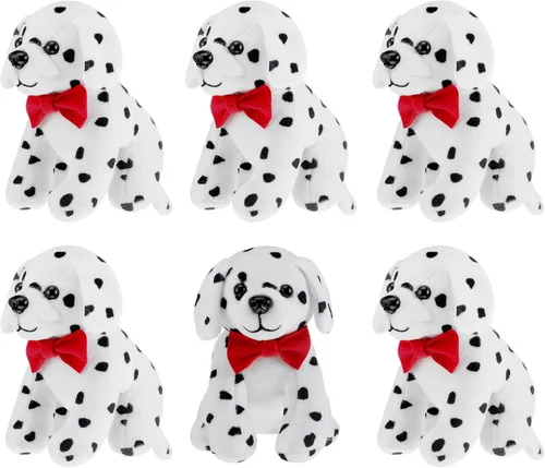 Jiuguva 6 juguetes de peluche para perros dálmatas, perros manchados, realistas, suaves, dálmatas, recuerdos de fiesta para Halloween, carnaval,