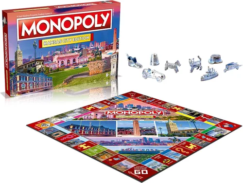 Miniatura 4 de Monopoly Juego de mesa Kansas City Edition: 2-6 jugadores Juegos de mesa familiares para niños y adultos, juegos de mesa para niños de 8 años