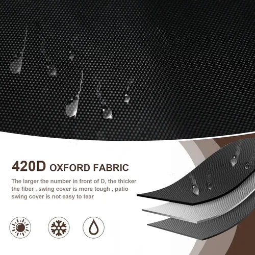 Miniatura 6 de Funda para columpio de exterior, impermeable 420D, resistente al agua, para columpio de 3 plazas, 87 x 49 x 67 pulgadas, protector resistente a