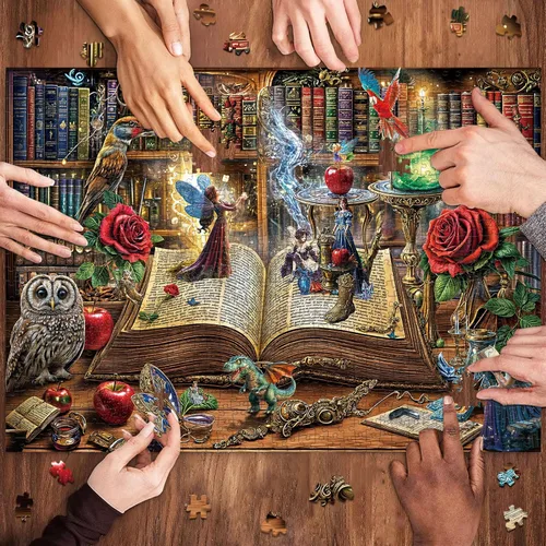 Miniatura 3 de Rompecabezas de libro mágico, rompecabezas de 1000 piezas para adultos, juego de rompecabezas familiares, divertido relajante desafiante