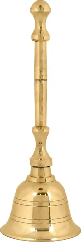Miniatura 5 de SATVIK - 1 campana de latón de mano grande de 5.5 pulgadas para Puja, campanas tradicionales para mandir, ideal para Puja diario y regalo, sonido