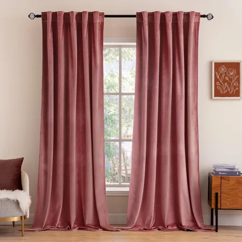 Miniatura 38 de MIULEE Cortinas de terciopelo de 84 pulgadas de largo, juego de 2 paneles para dormitorio, con pestaña trasera plisada, de lujo, aislamiento
