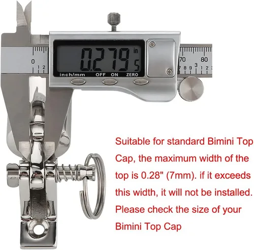 Miniatura 2 de Paquete de 2 bisagras de cubierta superior Bimini con pasadores extraíbles, acero inoxidable 316