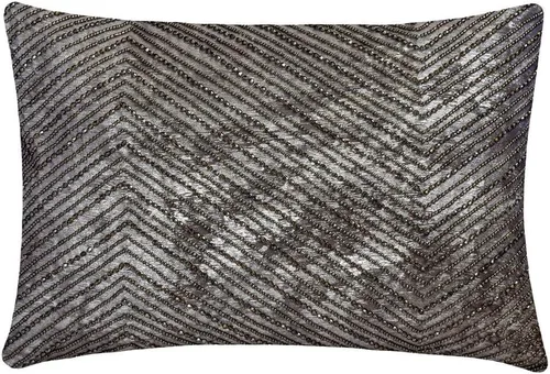 Miniatura 7 de The HomeCentric Funda de almohada lumbar decorativa gris de 12 x 20 pulgadas, encaje de yute y lino, yute, almohada oblonga de lentejuelas hechas a
