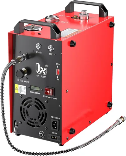 GX PUMP GX-E-CS4-I Compresor de aire PCP portátil, motor potente de 350W, máx. 5800Psi/40Mpa, convertidor doméstico incorporado, enfriamiento por