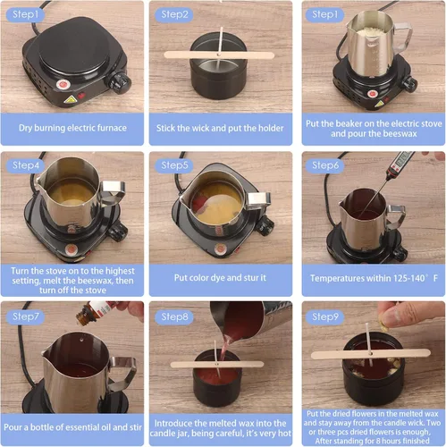 Miniatura 6 de Kit completo de fabricación de velas con fundidor de cera, suministros para hacer velas, kits de manualidades y manualidades para principiantes
