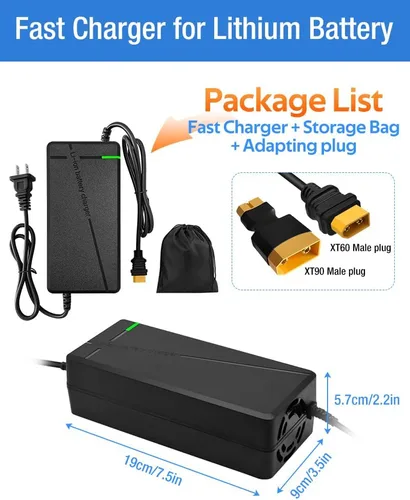 Miniatura 2 de Cargador súper rápido de 54.6V 3A / 5A para batería de litio de 48V, 7 tipos de enchufes para elegir, no necesita adaptador, más seguro. Compatible