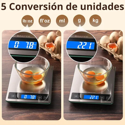 Miniatura 8 de Báscula de cocina digital de 33 lb con acero inoxidable y vidrio templado, recargable por USB, graduación precisa de 1 g / 0.05 oz, superficie