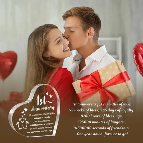 Miniatura 7 de Regalos de boda de aniversario de 1 año para novio, novia, primer aniversario, regalos románticos para él y ella, bloque acrílico