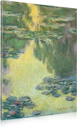 Miniatura 41 de IPIC - Reproducción artística de los lirios de agua de Claude Monet 1906, impresiones giclée coinciden con el marco dorado clásico, arte de pared