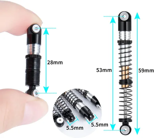 Miniatura 2 de Metal 2.087 in Skocks Kit RC Crawler Amortiguador largo amortiguador para 1/24 Axial Scx24 Vehículo Deadbolt C10 AXI00005 AXI00006 (negro)