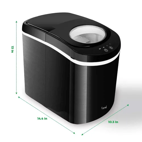 Miniatura 2 de Caynel Máquina para hacer hielo para encimera, 9 cubitos de hielo listos en 6 minutos, 26 libras/24 horas, luces indicadoras LED, compacta